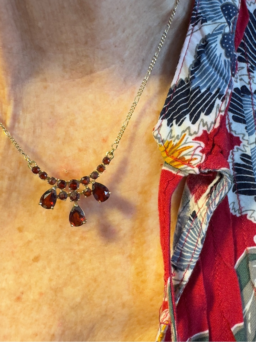 18k Garnet Drop Necklace - Picture 7 of 12